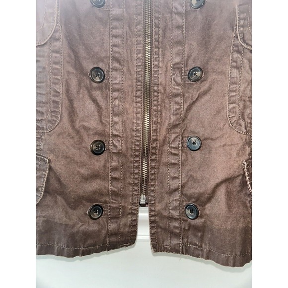 AI Authentic Icon Women's Jacket Brown Buttons Zipper Cotton Light Large - Picture 4 of 16